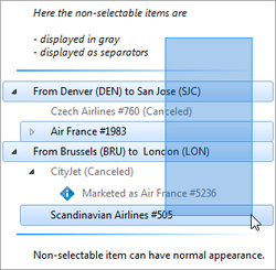 Non-selectable Items